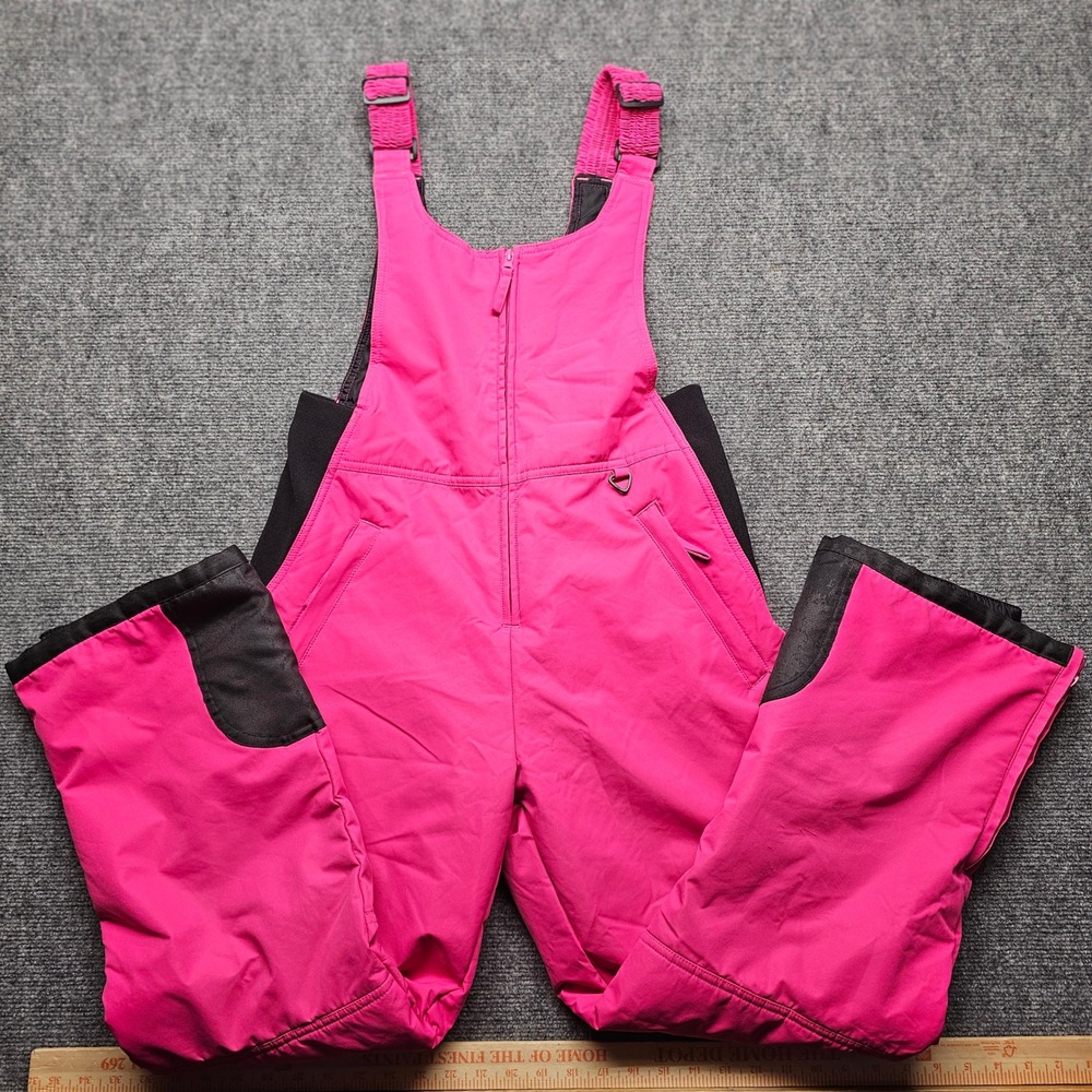 Hot Pink Insulated Snow Bibs Girls Winter Ski Pants Overalls Pink Black